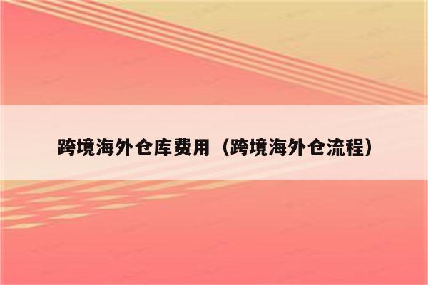 跨境海外仓库费用（跨境海外仓流程）