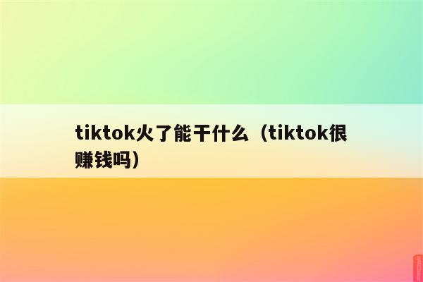 tiktok火了能干什么（tiktok很赚钱吗）