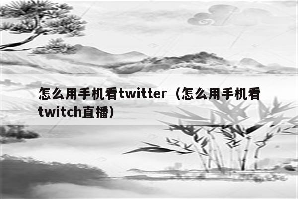 怎么用手机看twitter（怎么用手机看twitch直播）