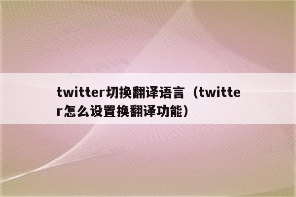 twitter切换翻译语言（twitter怎么设置换翻译功能）