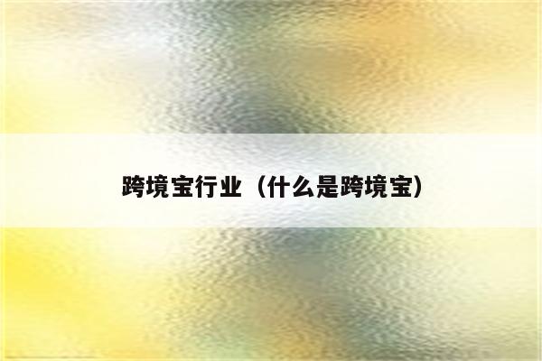 跨境宝行业（什么是跨境宝）