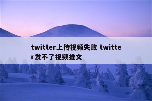 twitter上传视频失败 twitter发不了视频推文