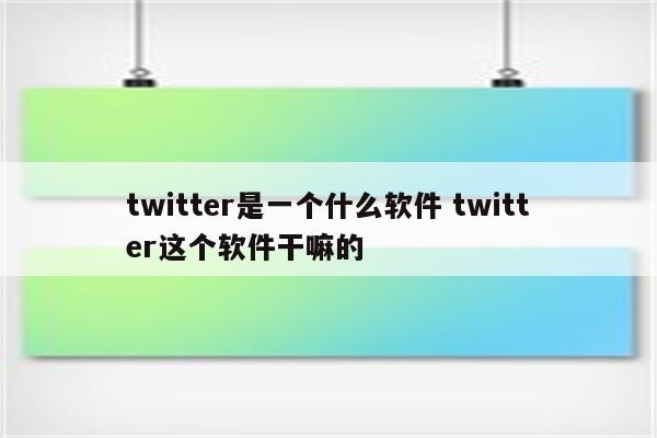 twitter是一个什么软件 twitter这个软件干嘛的