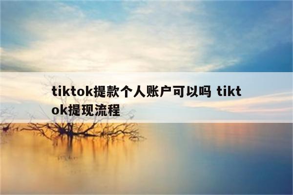 tiktok提款个人账户可以吗 tiktok提现流程