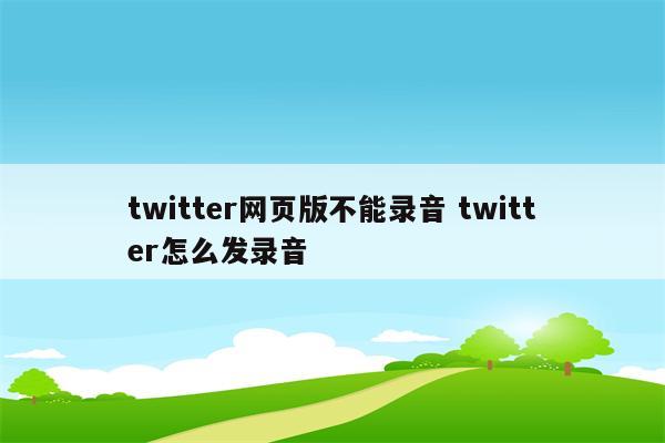 twitter网页版不能录音 twitter怎么发录音