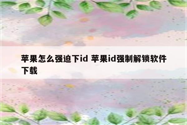 苹果怎么强迫下id 苹果id强制解锁软件下载