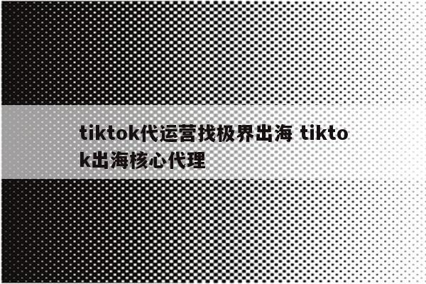 tiktok代运营找极界出海 tiktok出海核心代理