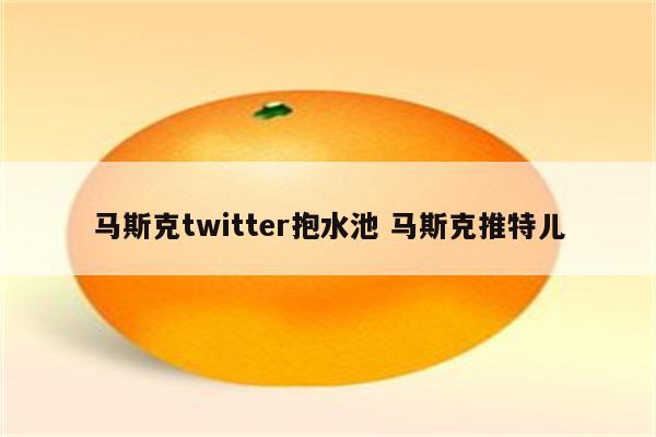 马斯克twitter抱水池 马斯克推特儿