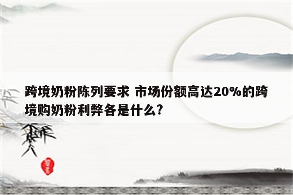 跨境奶粉陈列要求 市场份额高达20%的跨境购奶粉利弊各是什么?