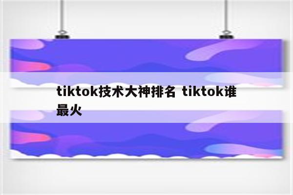 tiktok技术大神排名 tiktok谁最火