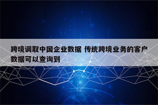 跨境调取中国企业数据 传统跨境业务的客户数据可以查询到