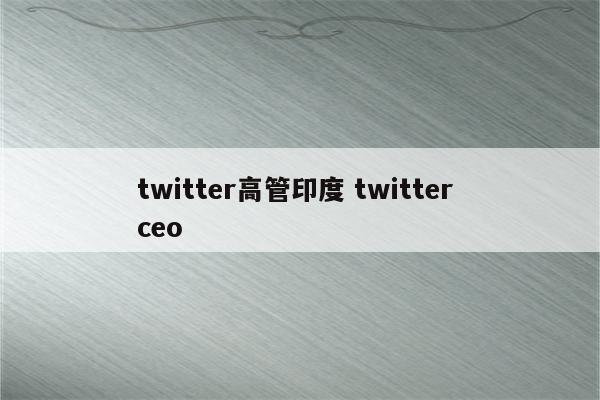 twitter高管印度 twitter ceo