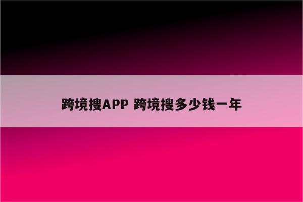 跨境搜APP 跨境搜多少钱一年