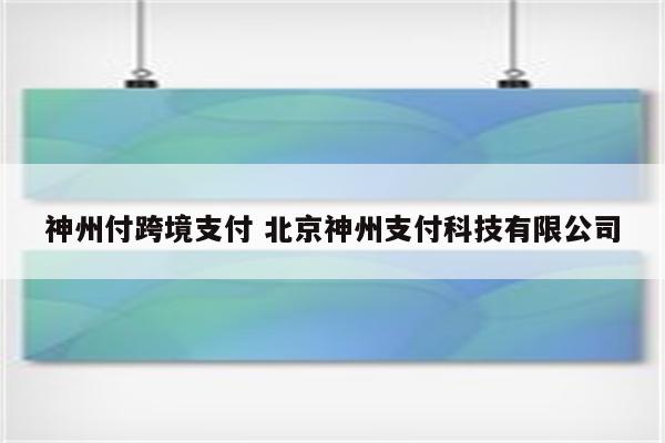 神州付跨境支付 北京神州支付科技有限公司