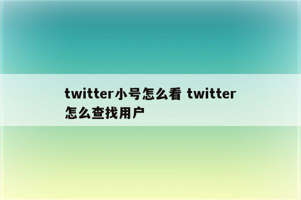 twitter小号怎么看 twitter怎么查找用户