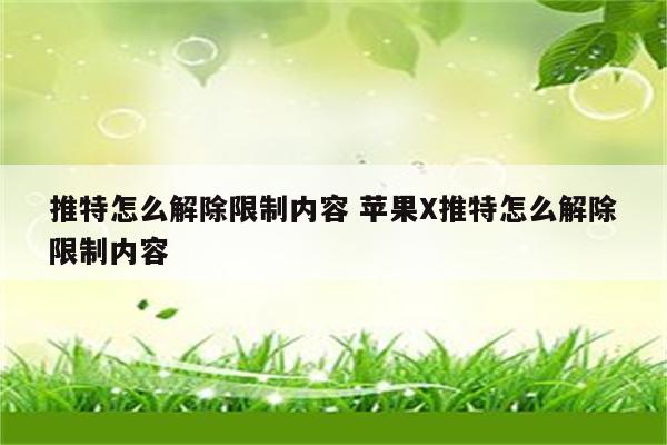 推特怎么解除限制内容 苹果X推特怎么解除限制内容