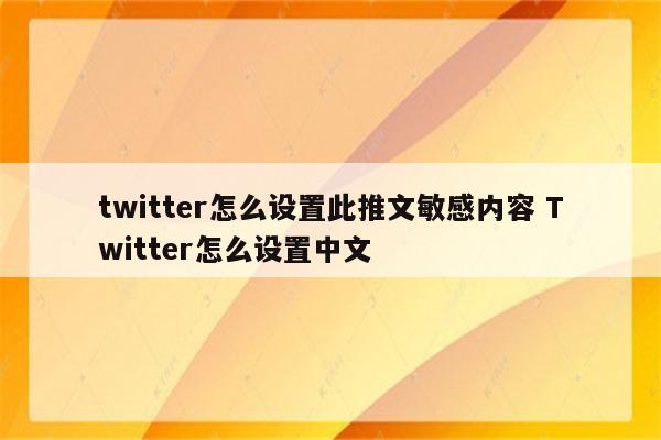 twitter怎么设置此推文敏感内容 Twitter怎么设置中文