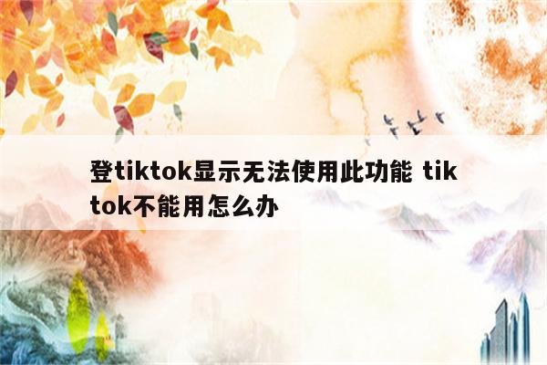 登tiktok显示无法使用此功能 tiktok不能用怎么办