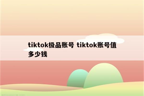 tiktok极品账号 tiktok账号值多少钱