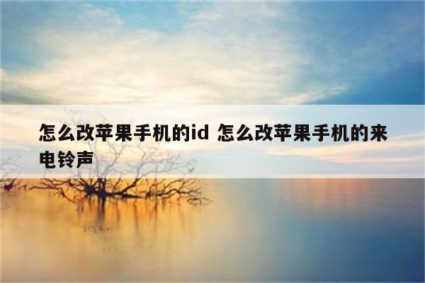 怎么改苹果手机的id 怎么改苹果手机的来电铃声