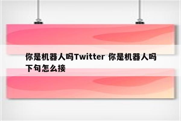 你是机器人吗Twitter 你是机器人吗下句怎么接