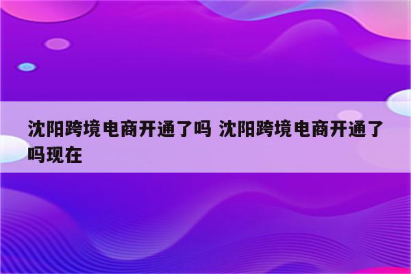 沈阳跨境电商开通了吗 沈阳跨境电商开通了吗现在