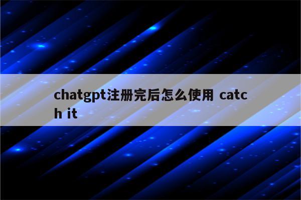 chatgpt注册完后怎么使用 catch it