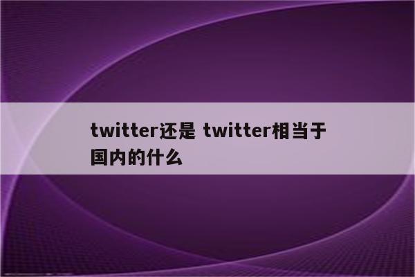 twitter还是 twitter相当于国内的什么