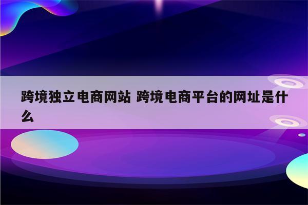 跨境独立电商网站 跨境电商平台的网址是什么