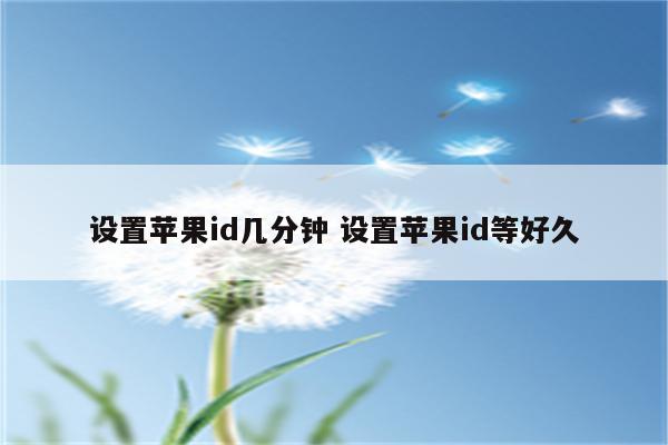 设置苹果id几分钟 设置苹果id等好久