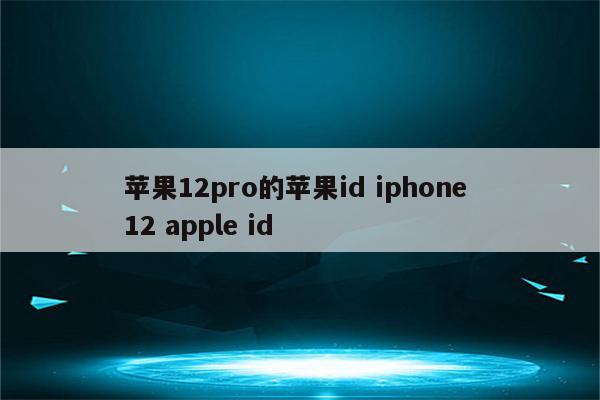 苹果12pro的苹果id iphone 12 apple id