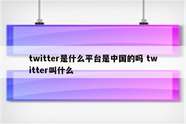 twitter是什么平台是中国的吗 twitter叫什么