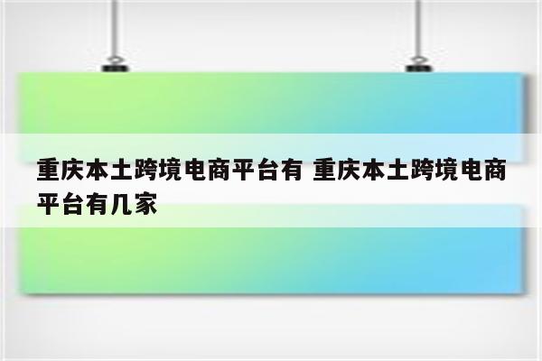 重庆本土跨境电商平台有 重庆本土跨境电商平台有几家