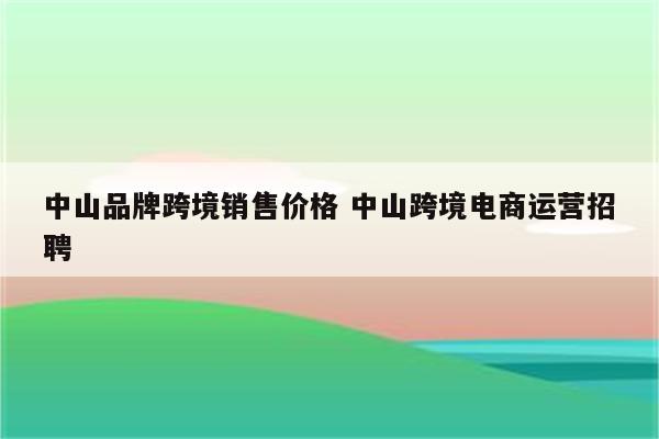 中山品牌跨境销售价格 中山跨境电商运营招聘