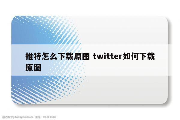 推特怎么下载原图 twitter如何下载原图