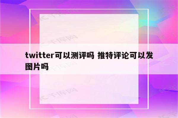 twitter可以测评吗 推特评论可以发图片吗