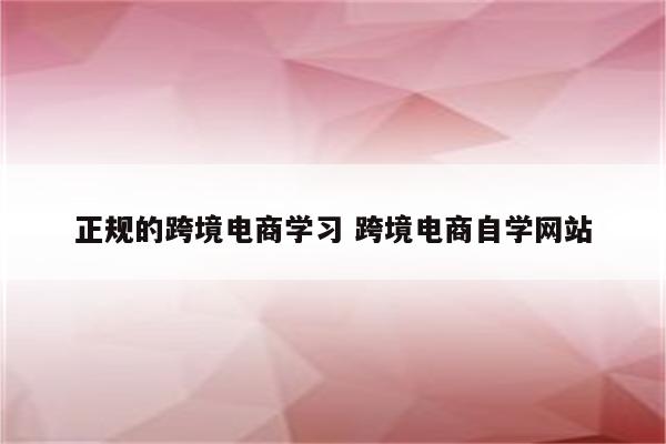 正规的跨境电商学习 跨境电商自学网站