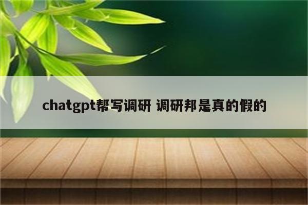 chatgpt帮写调研 调研邦是真的假的