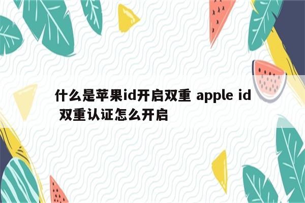 什么是苹果id开启双重 apple id 双重认证怎么开启