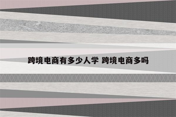 跨境电商有多少人学 跨境电商多吗