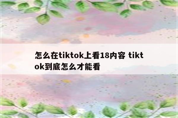 怎么在tiktok上看18内容 tiktok到底怎么才能看