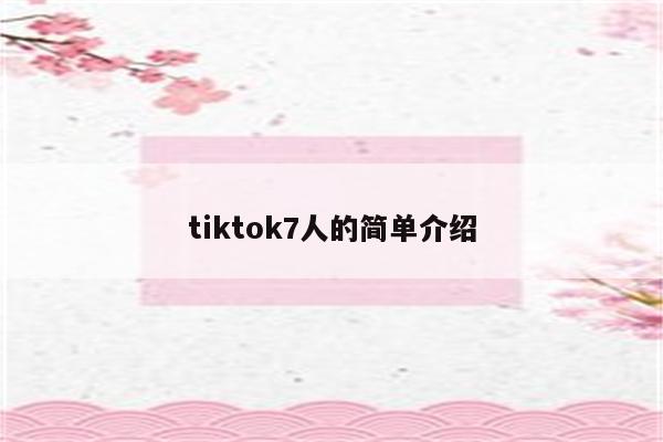 tiktok7人的简单介绍