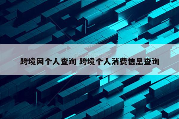 跨境网个人查询 跨境个人消费信息查询