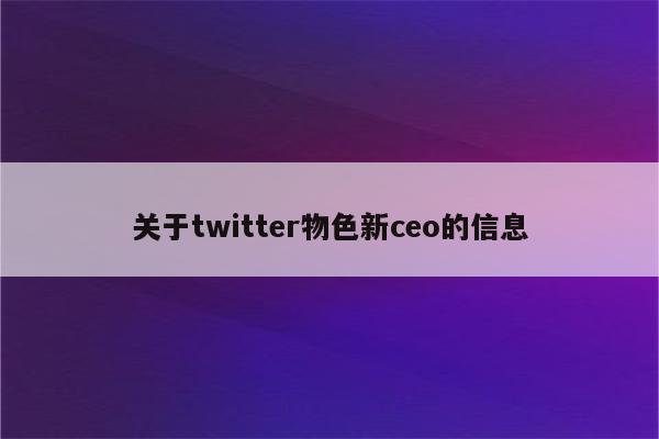 关于twitter物色新ceo的信息