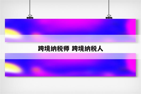 跨境纳税师 跨境纳税人