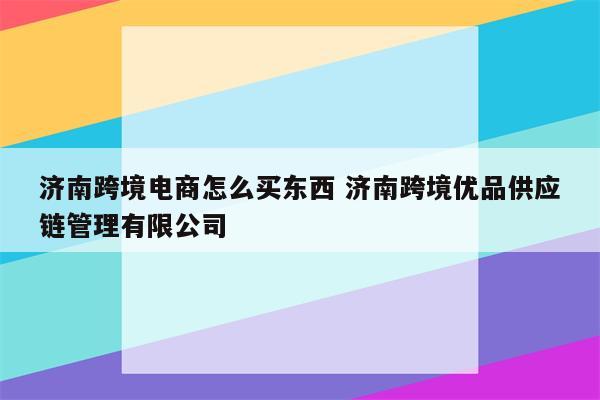 济南跨境电商怎么买东西 济南跨境优品供应链管理有限公司