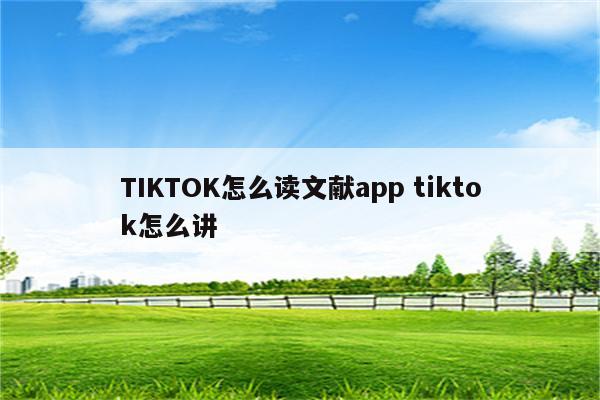 TIKTOK怎么读文献app tiktok怎么讲