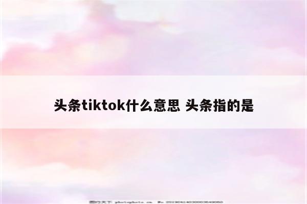 头条tiktok什么意思 头条指的是