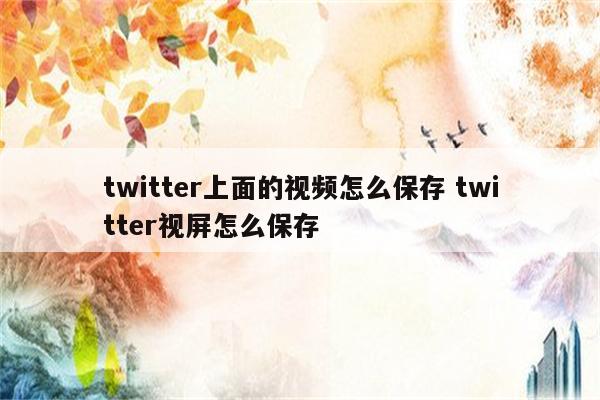 twitter上面的视频怎么保存 twitter视屏怎么保存