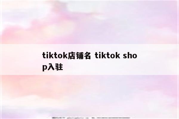 tiktok店铺名 tiktok shop入驻